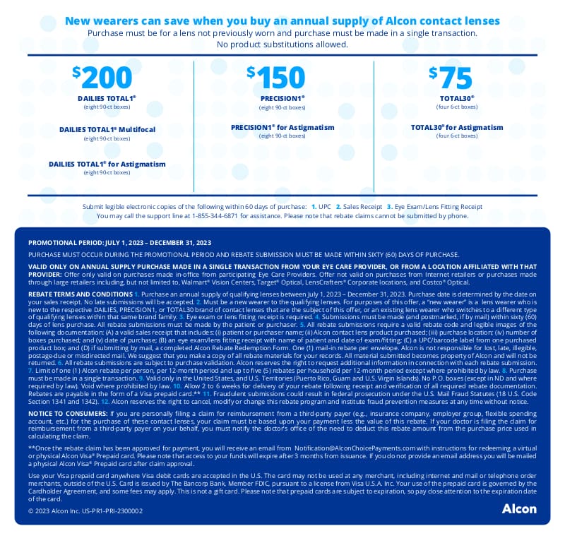 Alcon New Wearer Rebate Save Up To 200 On Alcon Contact Lenses